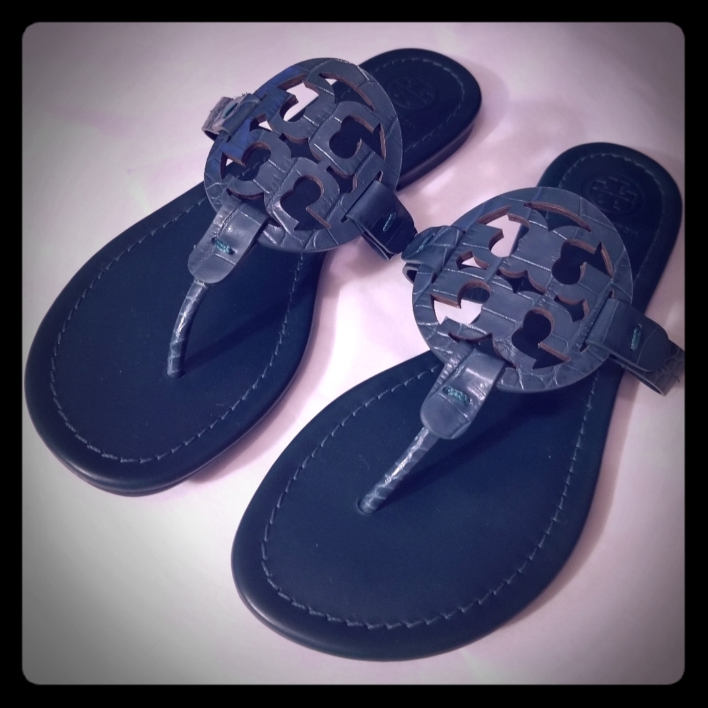 Tory Burch Miller Embossed Leather Sandals - NWOB